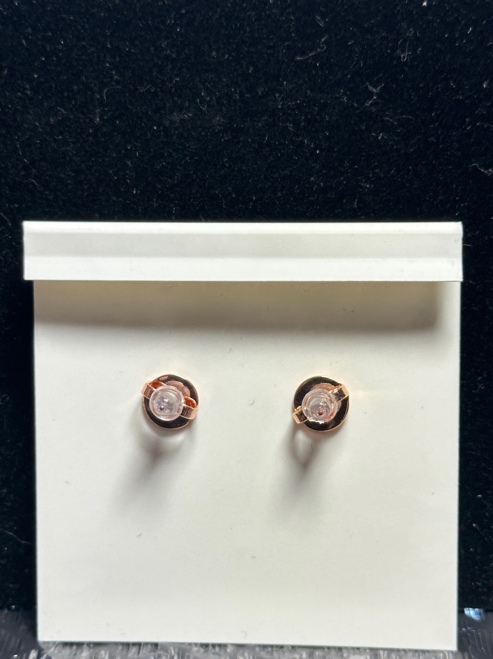 Tory Burch Rose Gold Double T Logo Stud Earrings | Signature Designer Studs - Picture 2 of 3